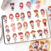 Kawaii Girl Characters Waterproof Die Cut Stickers - Pack of 40 Stickers,Stickers